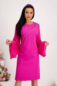 Fuchsia dress elastic cloth pencil with veil sleeves with butterfly sleeves with crystal embellished details