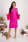 Fuchsia dress elastic cloth pencil with veil sleeves with butterfly sleeves with crystal embellished details 3 - StarShinerS.com