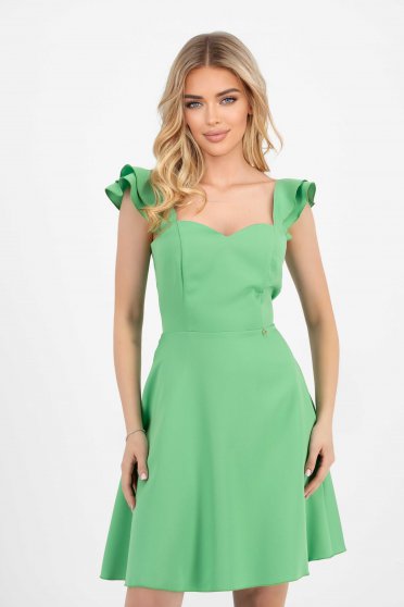 Elegant dresses, Light Green Short Elastic Thin Fabric Dress with Ruffles on Shoulders - StarShinerS - StarShinerS.com