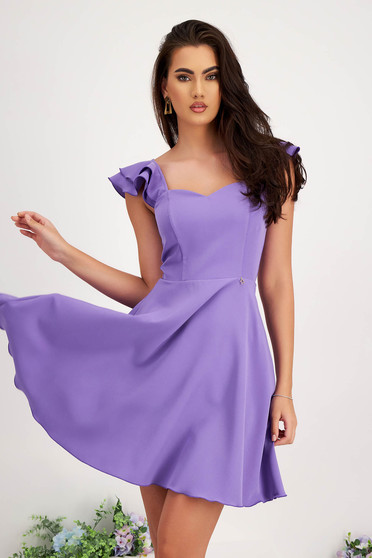 Fabric dresses, Dress - StarShinerS purple short cut cloth with ruffle details thin fabric cloche - StarShinerS.com