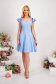 Rochie din stofa subtire elastica albastru-deschis scurta in clos cu volanase la umeri - StarShinerS 7 - StarShinerS.ro