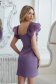 Purple dress taffeta short cut pencil with ruffled sleeves 2 - StarShinerS.com