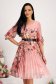 Dress pleated from veil fabric accessorized with belt with puffed sleeves cloche 1 - StarShinerS.com