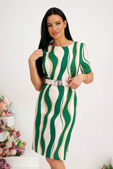 Office dresses - Page 4, Dress elastic cloth straight lateral pockets accessorized with belt - StarShinerS.com