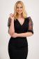 Black crepe pencil dress with lace sleeves and wrap neckline - StarShinerS 6 - StarShinerS.com