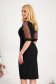 Black crepe pencil dress with lace sleeves and wrap neckline - StarShinerS 2 - StarShinerS.com