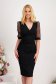 Black crepe pencil dress with lace sleeves and wrap neckline - StarShinerS 1 - StarShinerS.com
