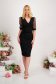 Black crepe pencil dress with lace sleeves and wrap neckline - StarShinerS 3 - StarShinerS.com