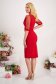 - StarShinerS red dress crepe pencil with laced sleeves wrap over front 4 - StarShinerS.com