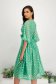 Green Veil Midi Dress in A-line with Puff Sleeves and Flower Shaped Brooch - StarShinerS 2 - StarShinerS.com