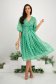 Green Veil Midi Dress in A-line with Puff Sleeves and Flower Shaped Brooch - StarShinerS 5 - StarShinerS.com