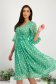 Green Veil Midi Dress in A-line with Puff Sleeves and Flower Shaped Brooch - StarShinerS 1 - StarShinerS.com