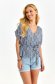 Women`s blouse light material loose fit accessorized with tied waistband with v-neckline 1 - StarShinerS.com