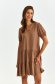 Brown dress short cut loose fit with puffed sleeves with v-neckline light material 1 - StarShinerS.com