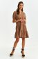 Brown dress short cut loose fit with puffed sleeves with v-neckline light material 2 - StarShinerS.com
