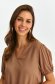 Brown dress short cut loose fit with puffed sleeves with v-neckline light material 5 - StarShinerS.com