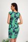 Short green elastic fabric dress with a straight cut and rounded neckline - StarShinerS 2 - StarShinerS.com
