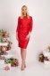 Red Lycra Pencil Dress with Side Pleats - StarShinerS 3 - StarShinerS.com