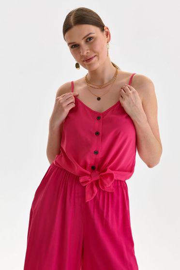 Pink top shirt light material short cut loose fit with straps