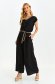 Black trousers flared high waisted thin fabric lateral pockets 2 - StarShinerS.com