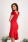 - StarShinerS red dress elastic cloth pencil naked shoulders with ruffle details 2 - StarShinerS.com
