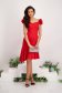 - StarShinerS red dress elastic cloth pencil naked shoulders with ruffle details 5 - StarShinerS.com