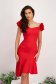 - StarShinerS red dress elastic cloth pencil naked shoulders with ruffle details 1 - StarShinerS.com