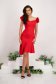 - StarShinerS red dress elastic cloth pencil naked shoulders with ruffle details 3 - StarShinerS.com