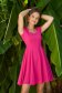 Rochie din crep fuchsia scurta in clos cu decolteu patratos - StarShinerS 3 - StarShinerS.ro