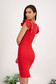 - StarShinerS red dress elastic cloth pencil with ruffled sleeves with crystal embellished details 2 - StarShinerS.com