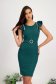 - StarShinerS green dress elastic cloth pencil with ruffled sleeves with crystal embellished details 1 - StarShinerS.com