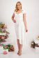 - StarShinerS white dress midi pencil crepe with deep cleavage voile overlay 3 - StarShinerS.com