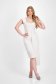 Crep White Pencil Dress with Deep Neckline and Veil Overlay - StarShinerS 5 - StarShinerS.com