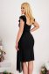 Black crepe pencil dress with deep neckline and veil overlay - StarShinerS 2 - StarShinerS.com