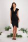 Black crepe knee-length wrap pencil dress with frills - StarShinerS 3 - StarShinerS.com