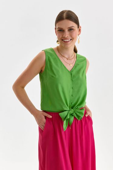 Camasi dama, material subtire, Camasa dama din material fluid verde cu croi larg - Top Secret - StarShinerS.ro