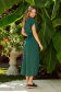 Darkgreen dress cotton midi with elastic waist wrap over skirt 5 - StarShinerS.com