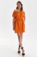 Orange dress short cut loose fit accessorized with tied waistband naked shoulders light material 2 - StarShinerS.com