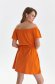 Orange dress short cut loose fit accessorized with tied waistband naked shoulders light material 3 - StarShinerS.com