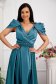 Rochie din tafta albastru petrol lunga in clos cu decolteu petrecut si flori in relief in talie 2 - StarShinerS.ro