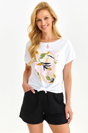 T-Shirts, White t-shirt slightly elastic cotton loose fit - StarShinerS.com