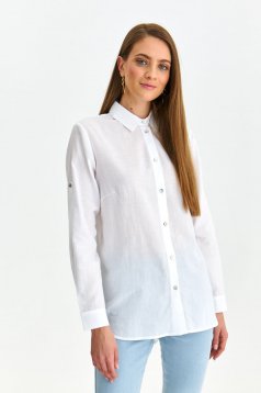 White women`s shirt poplin, thin cotton loose fit