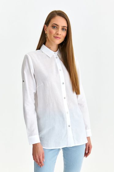 White women`s shirt poplin, thin cotton loose fit