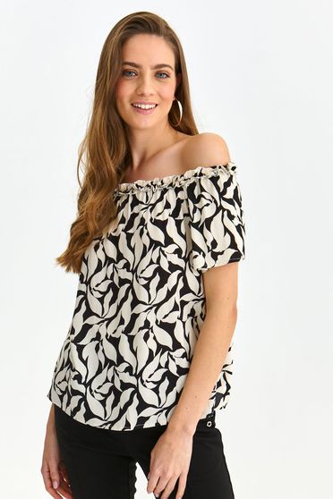 Short sleeves blouses, Women`s blouse light material loose fit naked shoulders - StarShinerS.com