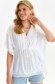 White women`s blouse light material loose fit with butterfly sleeves is fastened around the waist with a ribbon 1 - StarShinerS.com