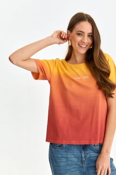Tricou din bumbac usor elastic portocaliu cu croi larg in degradee- Top Secret