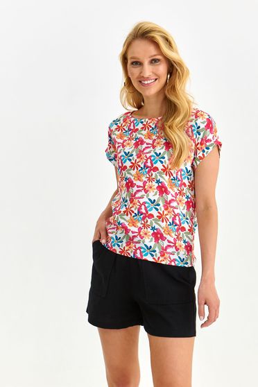 Bluza dama din material fluid cu croi larg si imprimeu floral multicolor - Top Secret