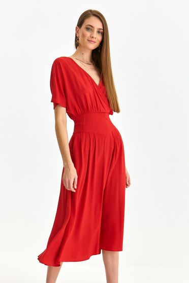 Plus Size Dresses - Page 6, Red dress thin fabric midi cloche wrap over front - StarShinerS.com