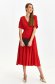 Red dress thin fabric midi cloche wrap over front 4 - StarShinerS.com