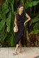 Black dress thin fabric midi cloche with elastic waist cowl neck 5 - StarShinerS.com